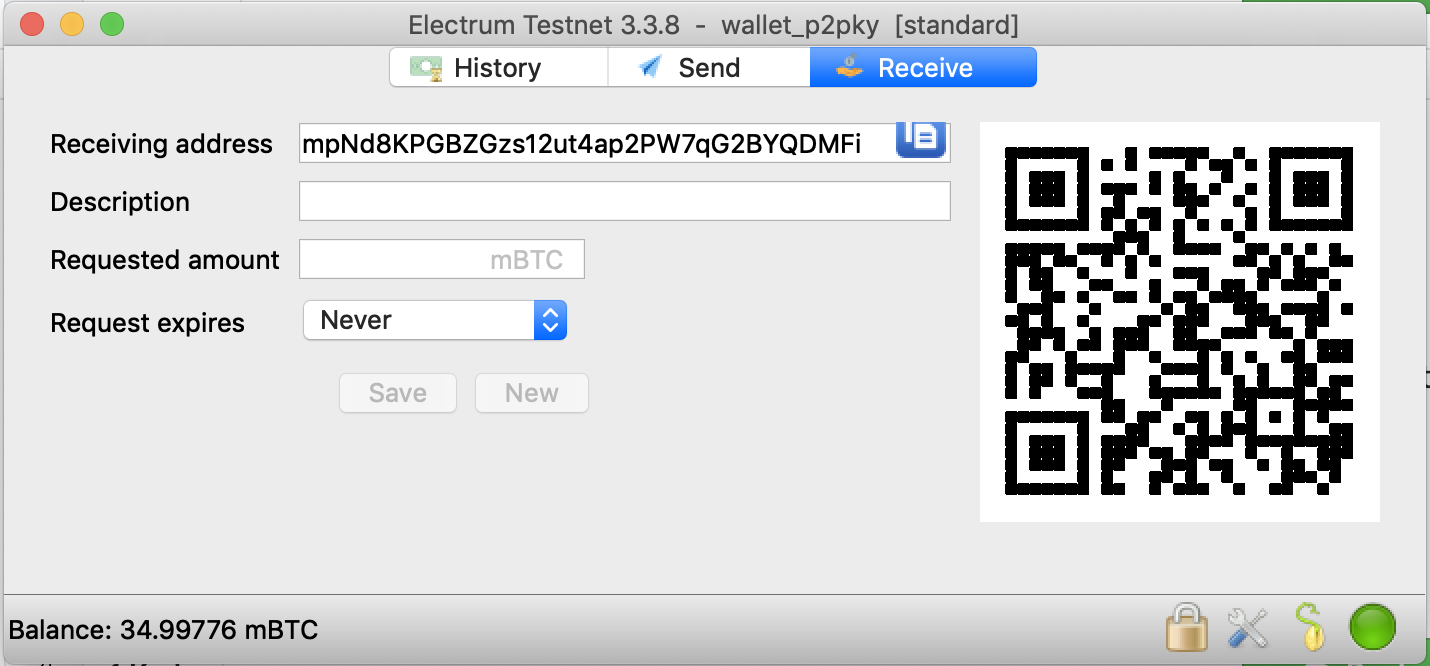 Get a Bitcoin testnet address in Electrum Wallet